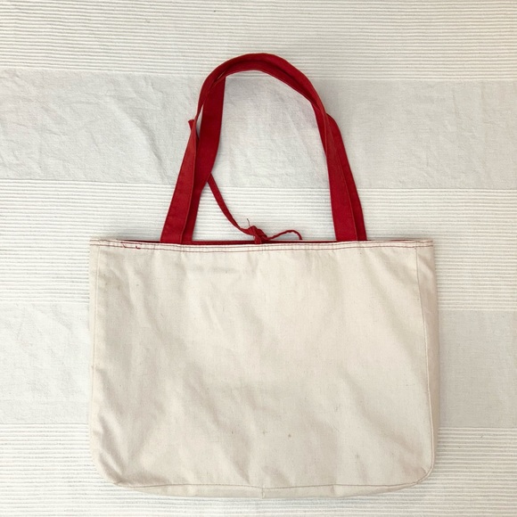 Disney Land  Reversible Canvas Tote Bag Mickey Mouse 1955 Red Mickey Print - Picture 5 of 13